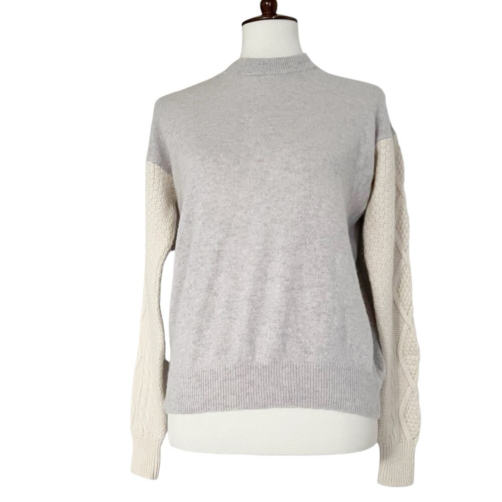 27 Miles Malibu Women's Gray & Cream Long‎ Sleeve Pullover Sweater Size Small